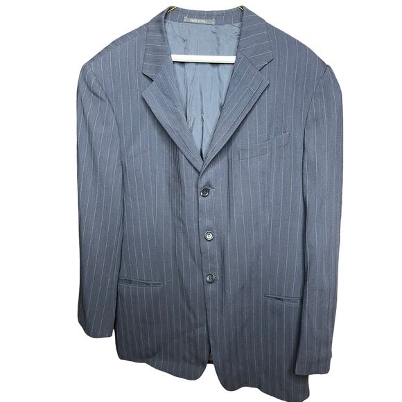 Armani Collezioni Black Wool Pinstripe Suit Coat - Picture 1 of 5